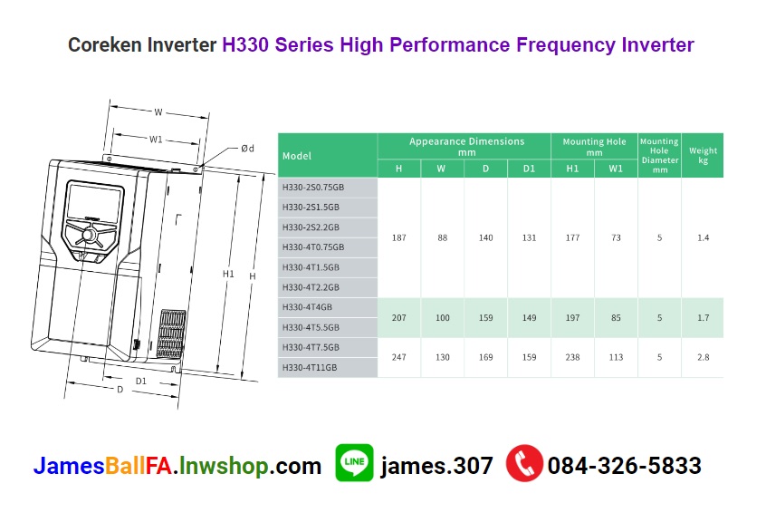 Coreken VFD model : H330 Series