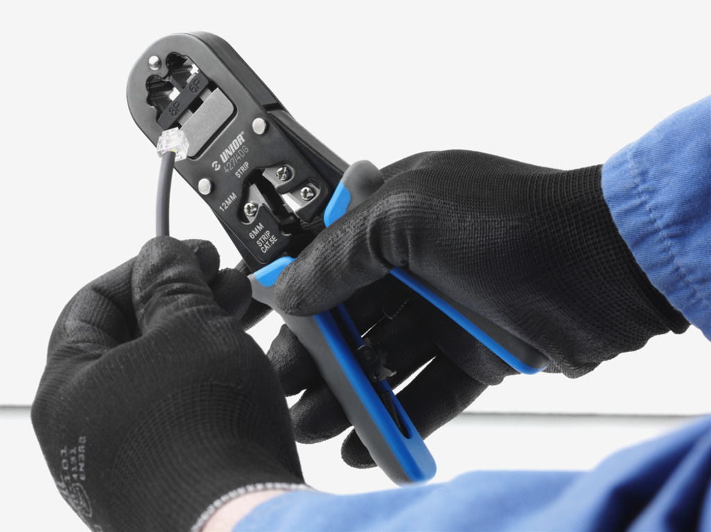 คีมย้ำหัว RJ ย้ำสายแลน และสายโทรศัพท์ ขนาด 8" No.427/4DG UNIOR