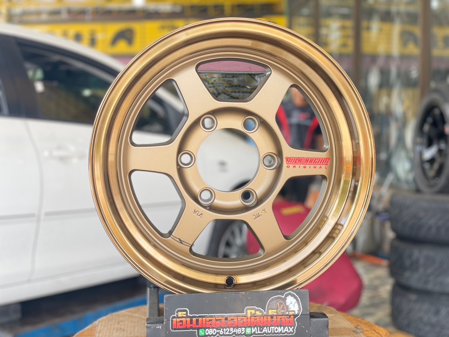 #ล้อแม็กซ์ใหม่ขอบ16 #TE37ขอบ16นิ้ว 16x8 ET0 6x139.7 สีน้ำตาลตัวหนังสือเลเซอร์สีแดง