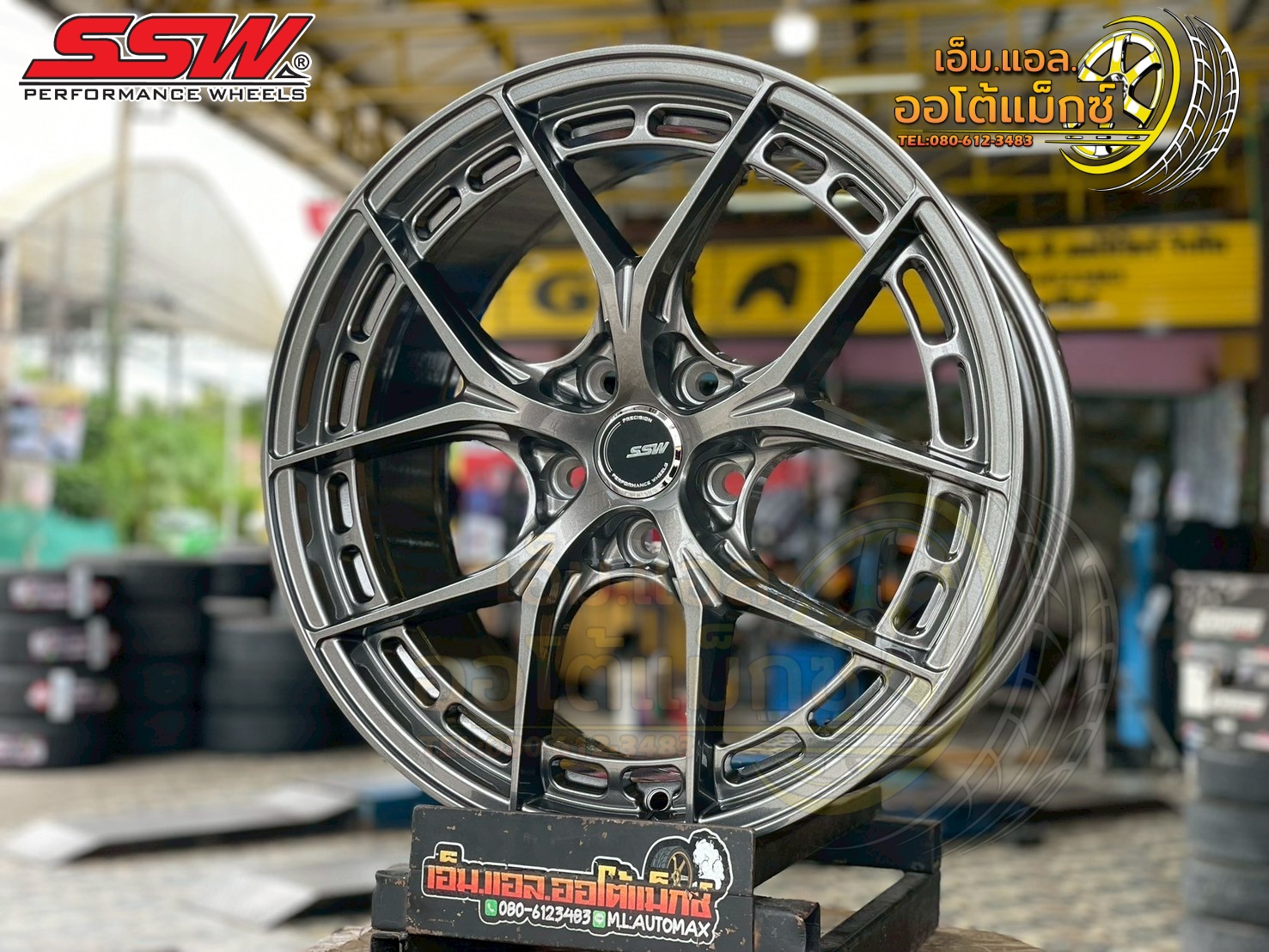 ล้อแม็กซ์ SSW รุ่น 436 ขนาด 18x8.5 นิ้ว พร้อมค่า Offset (ET) 38 และรูน็อตแบบคู่ 5x112 กับ 5x114.3