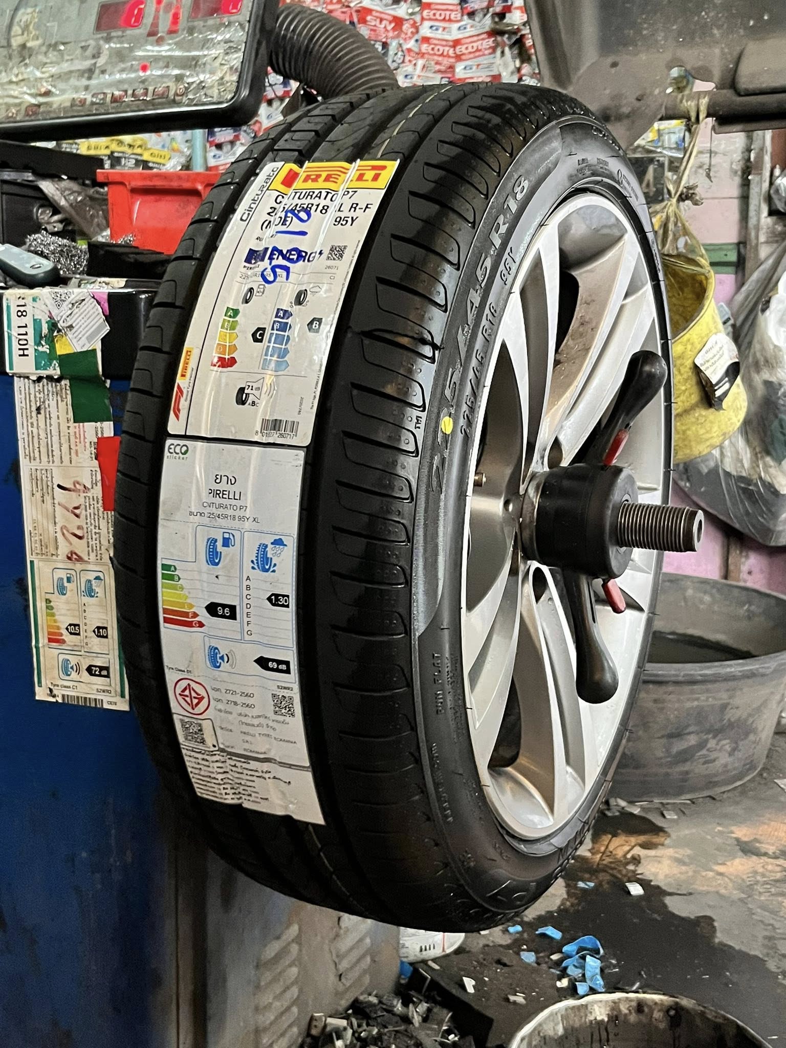 BMW_330e🚘เปลี่ยนยาง 🛞🐘#PIRELLI_CinturatoP7 MOE Runflat