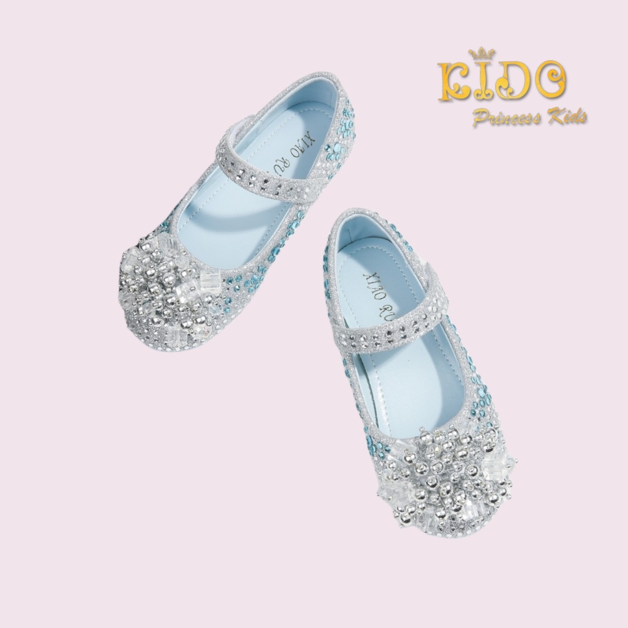 รองเท้าเด็ก **มีหน้าร้านอยู่รัชดา ลองได้ เปลี่ยนได้ **H038สีฟ้า เพชรระยิบระยับ ประดับช่อมุกสี สวยเจ้าหญิงมาก