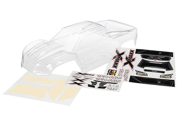 7711 Body, X-Maxx (clear, trimmed, requires painting)/ window masks/ decal sheet