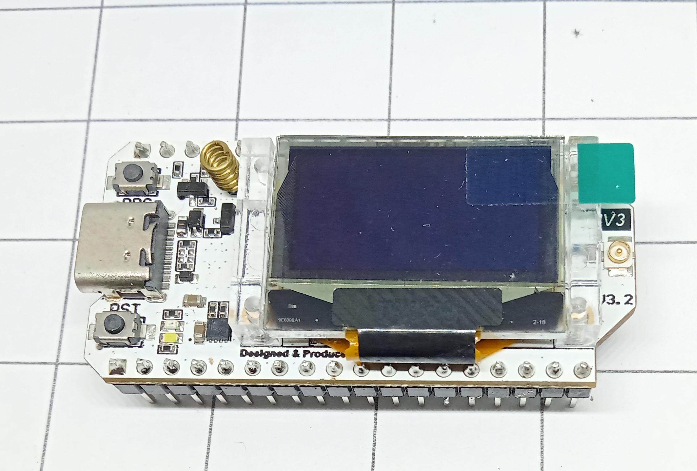 Heltec ESP32S3 Wifi LoRa Oled V.3.2 เสากลมบัดกรีขาไว้แล้ว