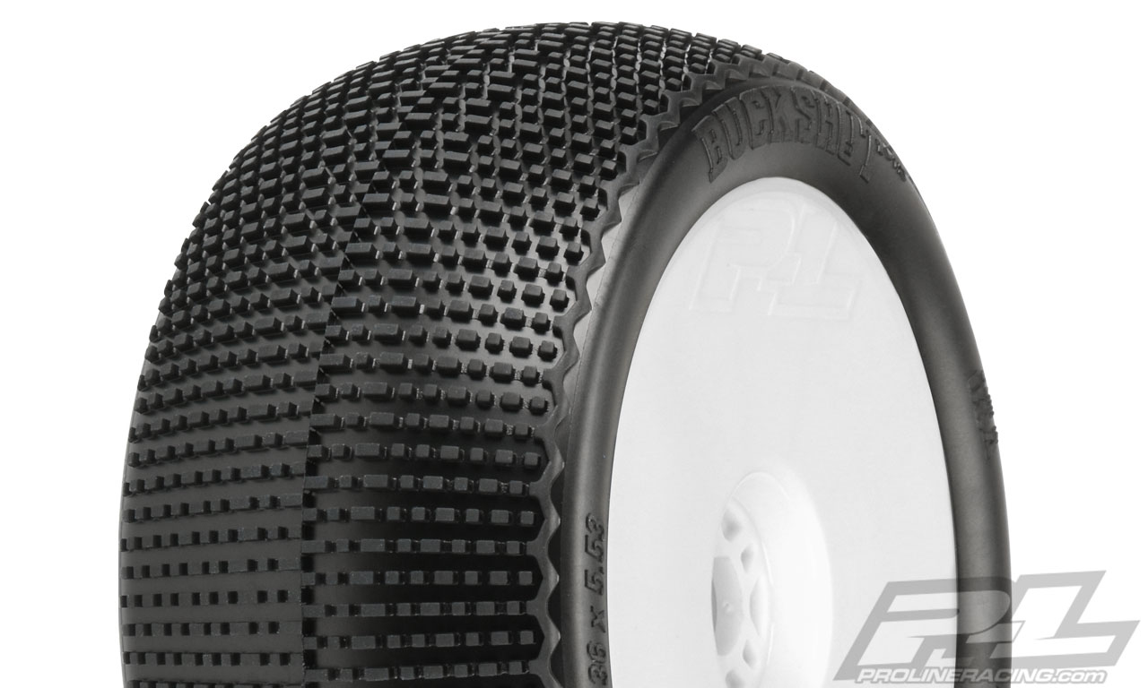 PRO-9063-233 Buck Shot 4.0" S3 (Soft) Off-Road 1:8 Truck Tires Mounted for Front or Rear, Mounted on Zero Offset White Wheels