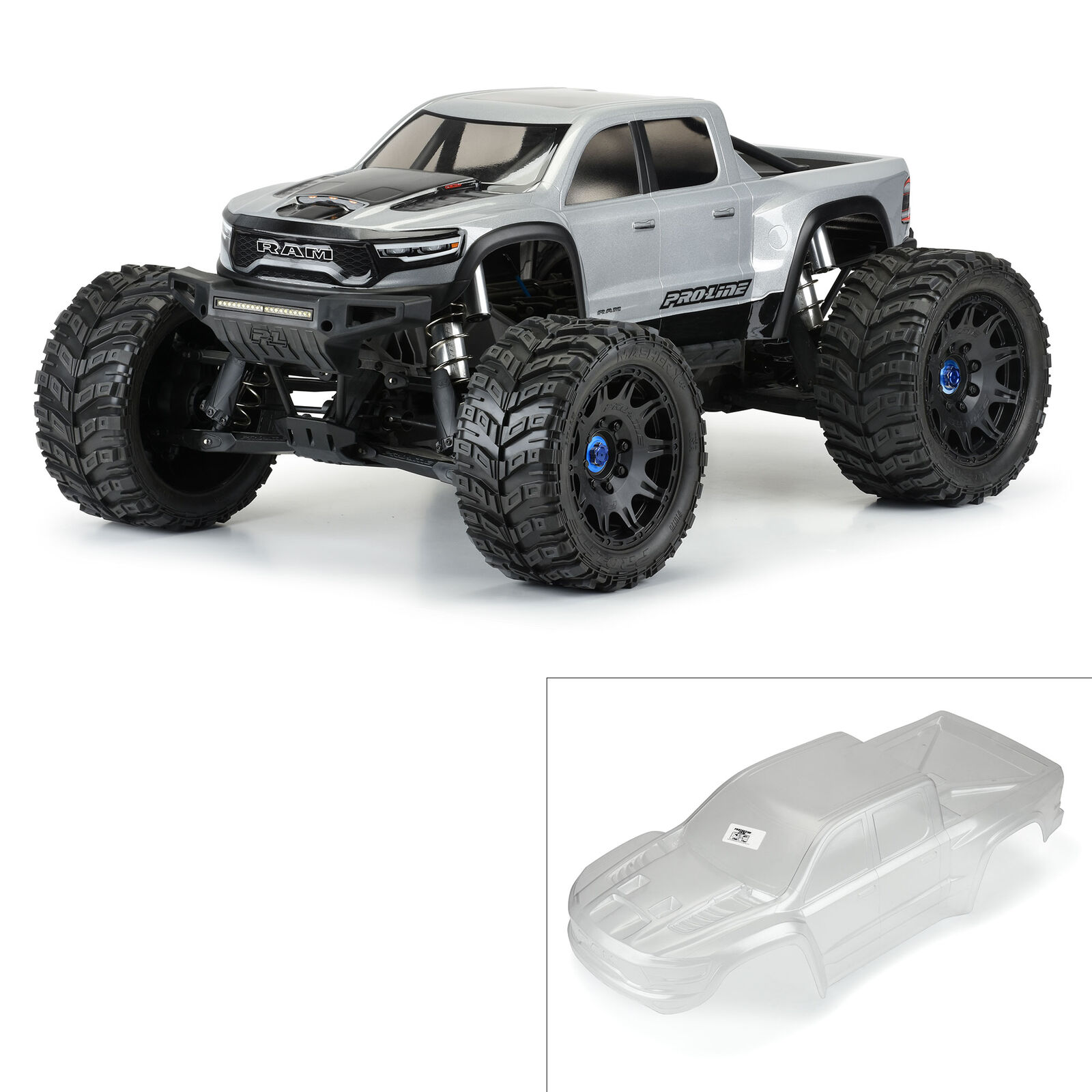 PRO357417 1/5 Pre-Cut 2021 Ram 1500 Clear Body: X-MAXX