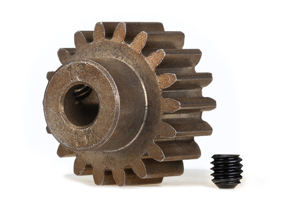 6491X Gear, 18-T pinion (1.0 metric pitch) (fits 5mm shaft)/ set screw (compatible with steel spur gears)