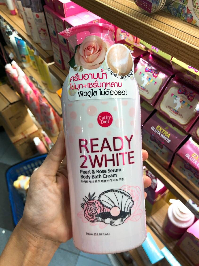 Ready 2 White Pearl & Rose Serum Body Bath Cream 500ml Cathy Doll