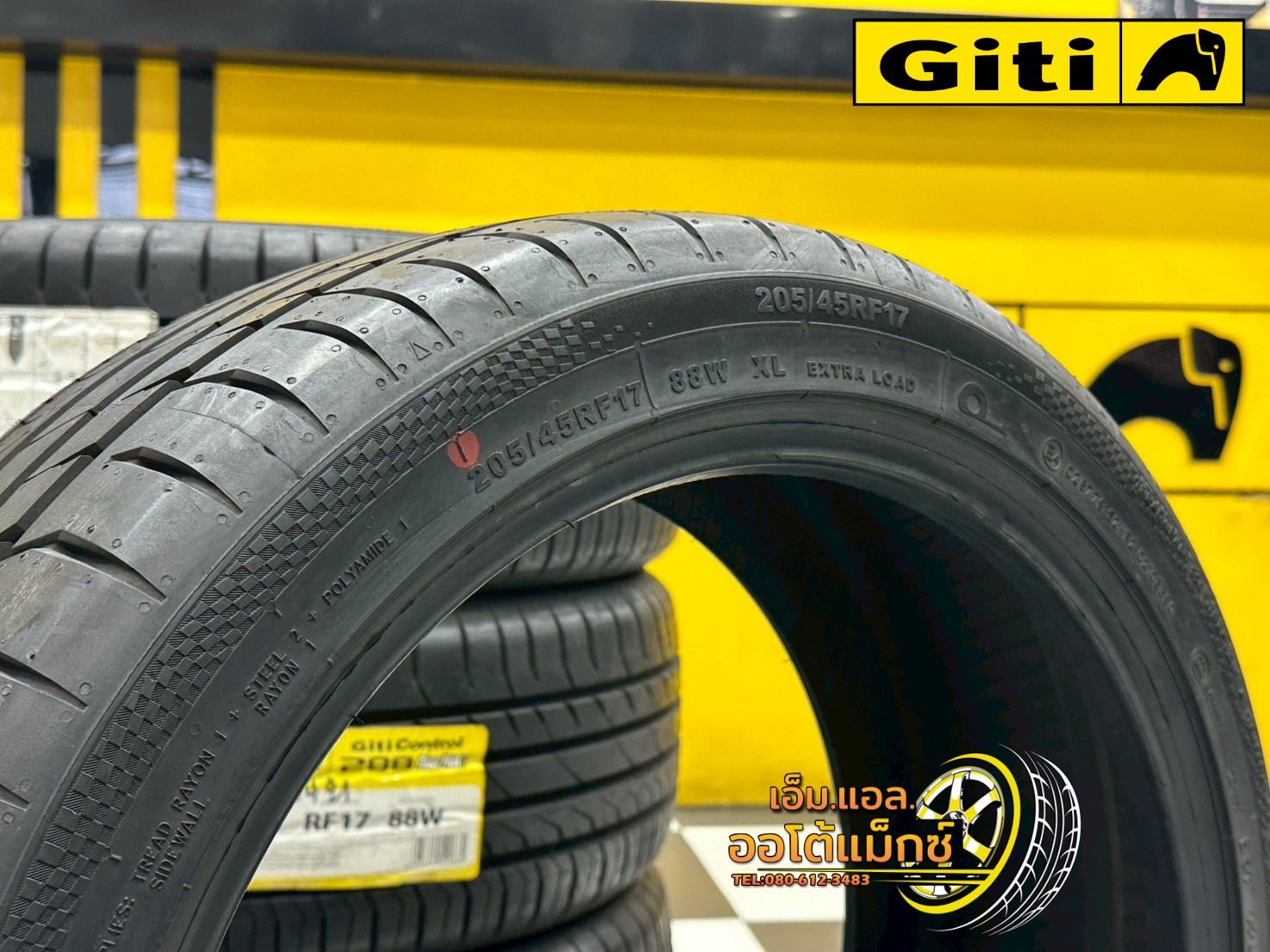 ยาง GITI Control 288 RunFlat ขนาด 205/45RF17 ยางใหม่ปี2021