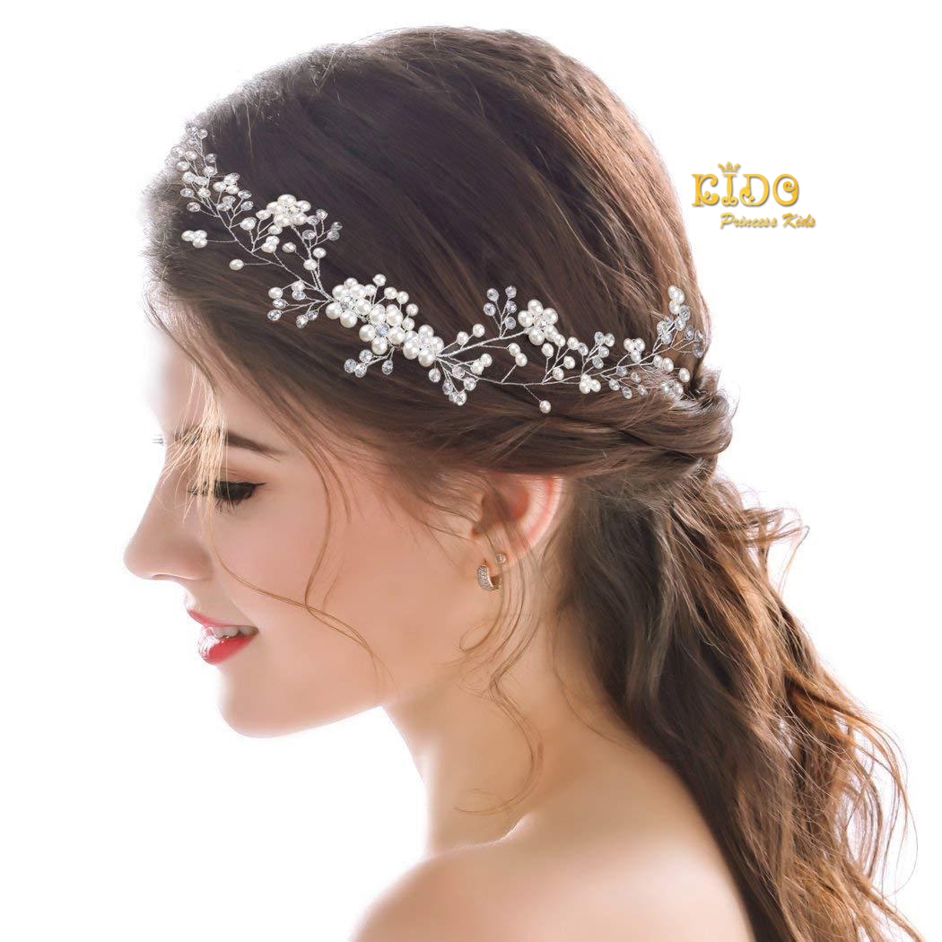 คาดผมเด็ก(หน้าร้านอยู่รัชดา)KF517เส้นคาดผมคลิสตัล ประดับมุก สวยหวานงานหรูมาก