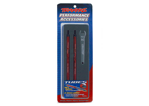 5143R Toe links, Maxx (Tubes red-anodized, 7075-T6 aluminum, stronger than titanium) (124mm, rear) (2)/ rod ends (4)/ aluminum wrench (1) (For Maxx models w/sealed pivot ball suspension & 3.8'' wheels)