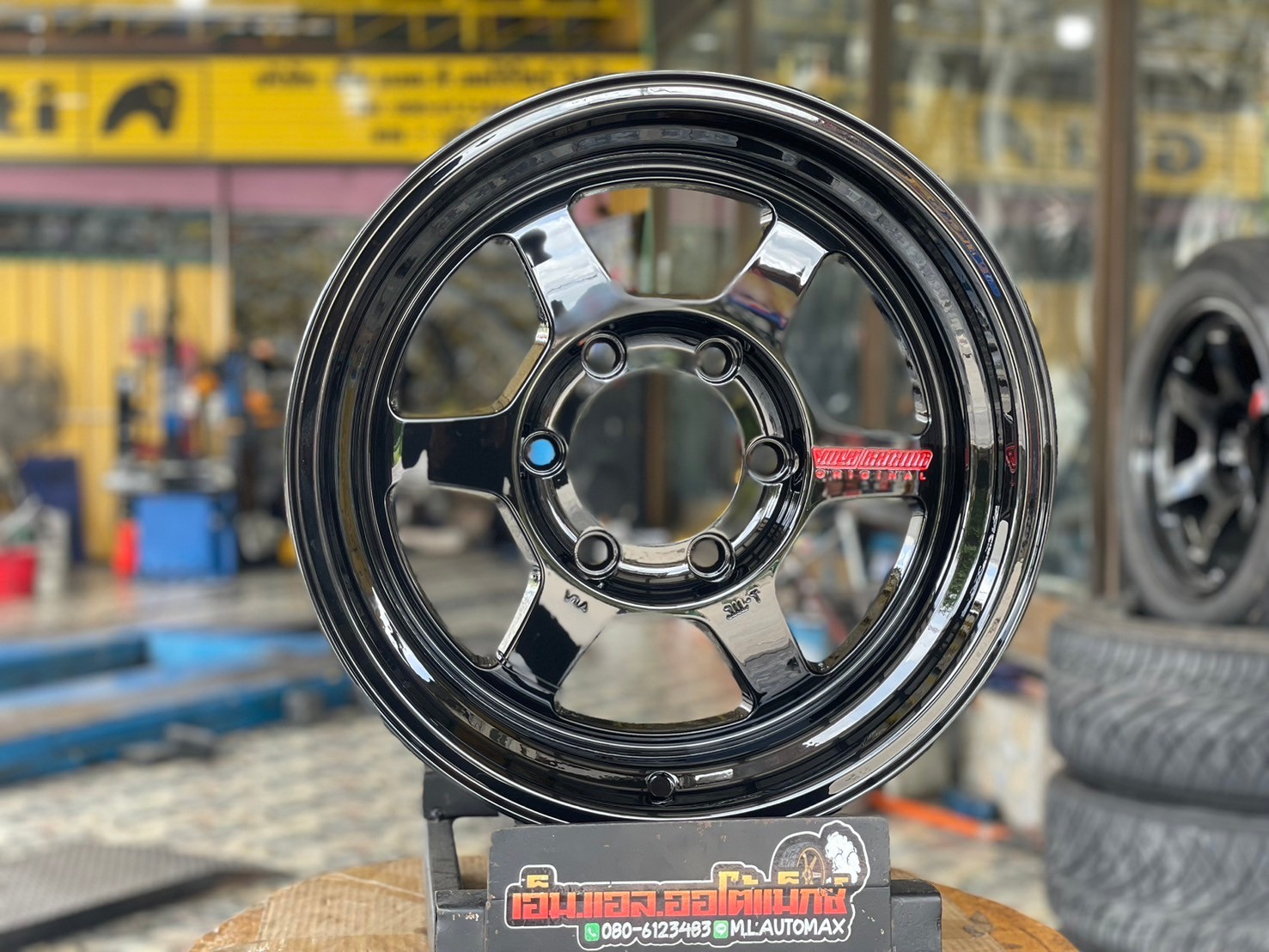 #ล้อแม็กซ์ใหม่ขอบ16 #TE37ขอบ16นิ้ว 16x8 ET0 6x139.7 สีดำเงาตัวหนังสือเลเซอร์สีแดง