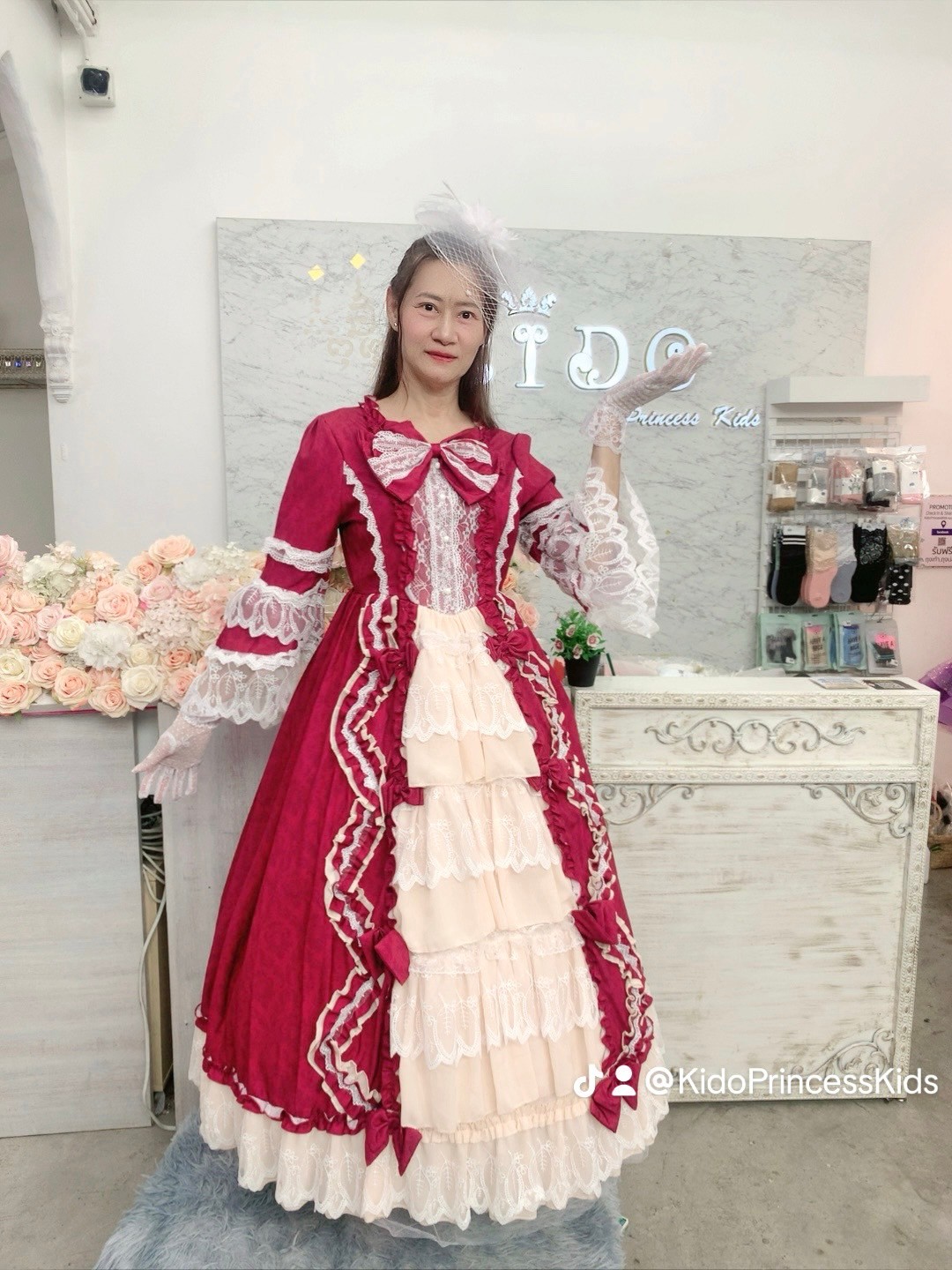 ชุดราตรีเด็ก(ร้านอยู่รัชดา ลองได้ถ่ายรูปจากชุดจริง)W19082 สีฟ้า ยุควิคตอเรีย กระโปรงยาว