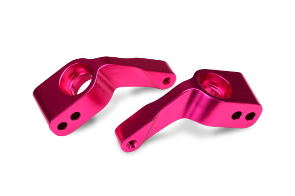 3652P Stub axle carriers, Rustler/Stampede/Bandit (2), 6061-T6 aluminum (pink-anodized)/ 5x11mm ball bearings (4)
