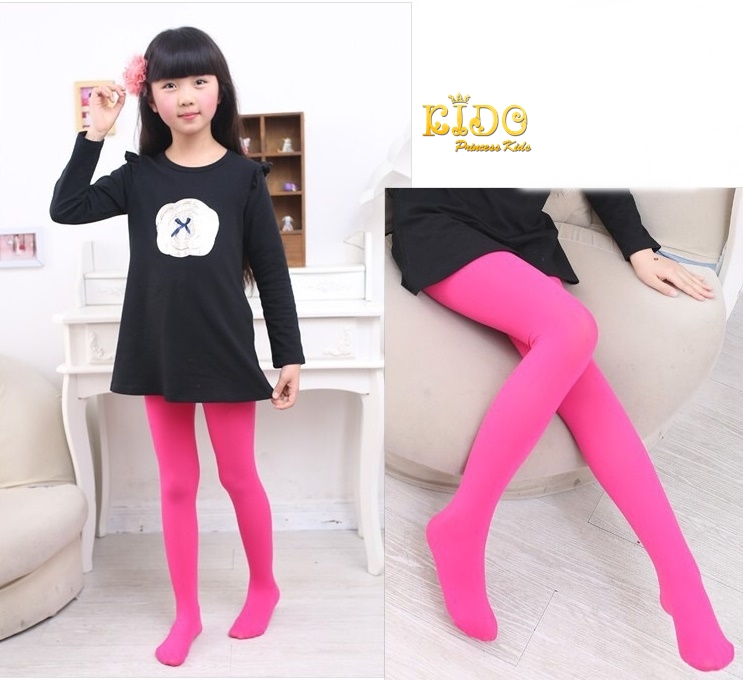 (หน้าร้านอยู่รัชดา)L014 ถุงน่องเด็กสีบานเย็น แบบเรียบผ้าทึบ