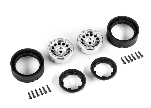 9781-SATIN Wheels, 1.0', Method Race Wheels® 105 Beadlock (satin chrome, beadlock) (2)