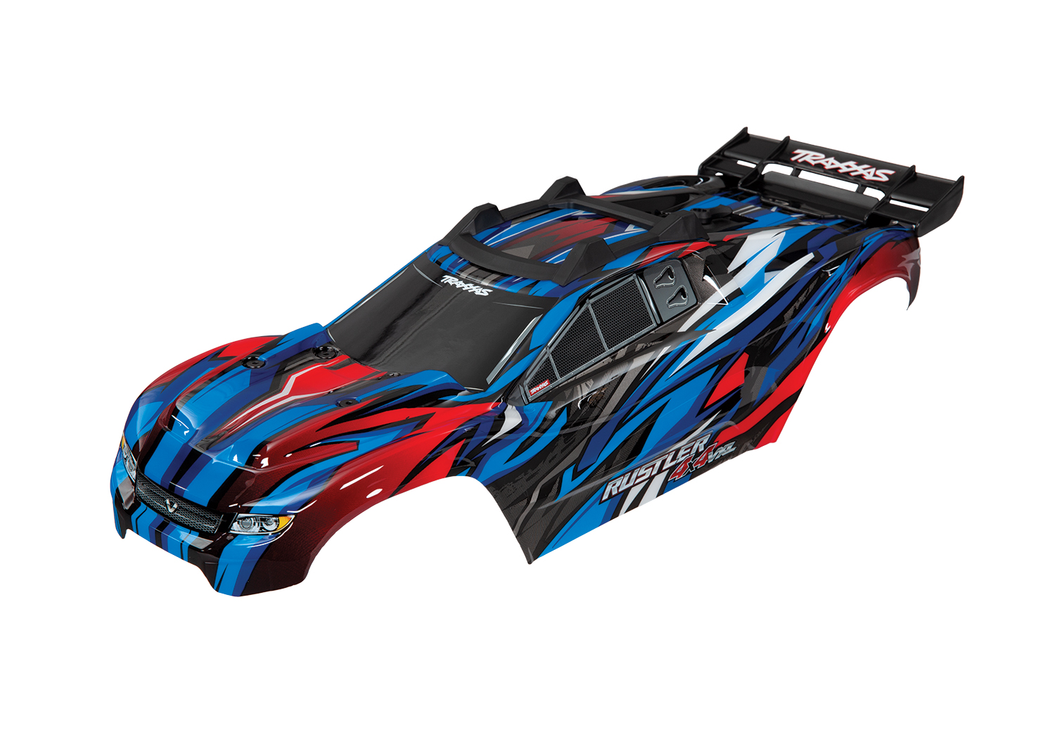 6717A Body, Rustler® 4X4 VXL, blue (painted, decals applied) (assembled with front & rear body mounts and rear body support for clipless mounting)