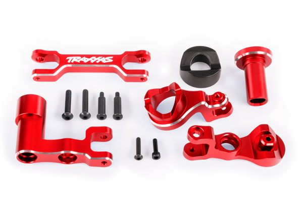 7843-RED Steering bellcranks (left & right)/ draglink (6061-T6 aluminum, red-anodized) (fits XRT® or Pro Scale® Sand Car)