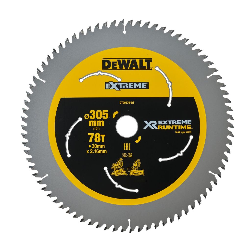 ใบเลื่อยวงเดือนตัดไม้ ขนาด 305 มม. 78 ฟัน DEWALT รุ่น DT99576-QZ