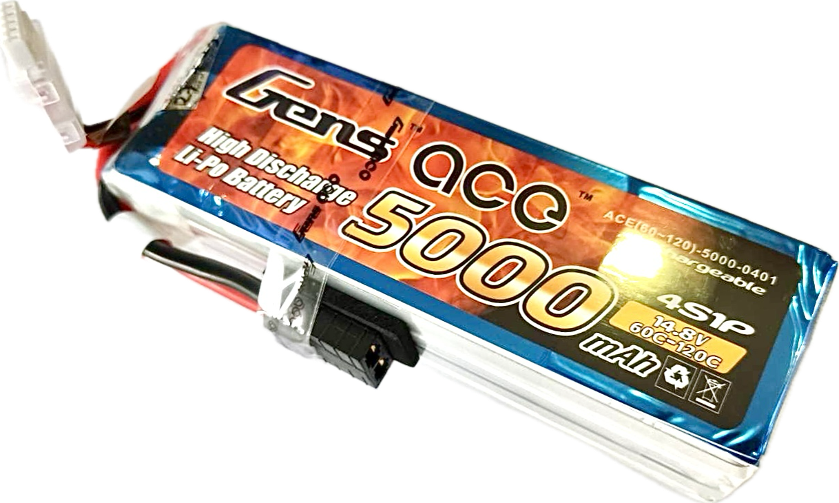 4S 5000mAh GensLipo Gens Lipo 5000 mAh. 14.8V 4S 60-120C (ปลั๊กTRX )