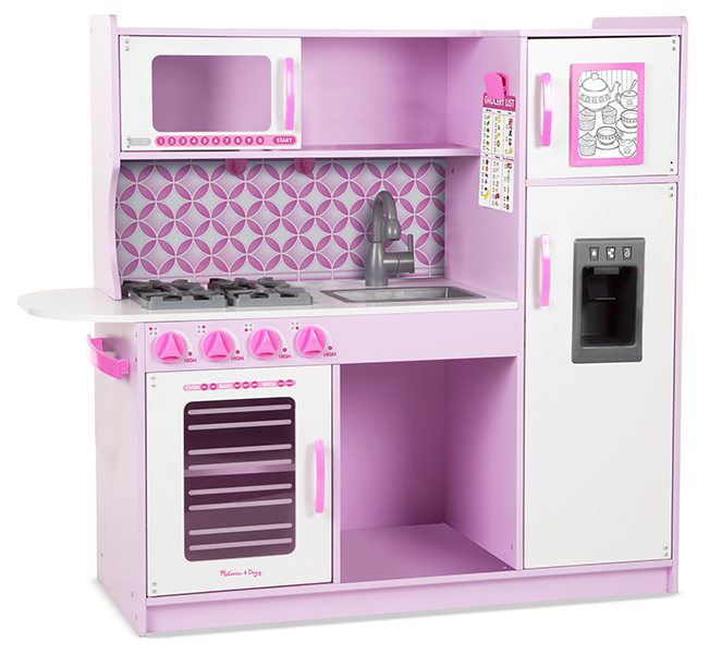 ชุดครัวสุดน่าเล่น ทำจากไม้อย่างดี แข็งแรง ไม้หนา 1.5 ซม ( สีชมพู ) Chef's Kitchen Set - Pink