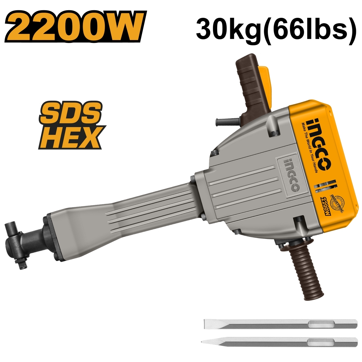 เครื่องสกัดไฟฟ้า 2,200W 75J SDS HEX No.PDB22001 INGCO
