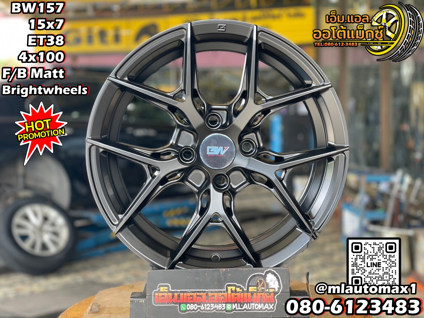 #ล้อแม็กซ์ขอบ15 #Brightwheels #BW157 15" กว้าง7 ออฟ38 4x100 สีดำเงา
