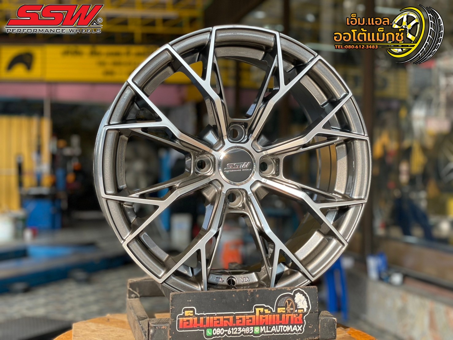ล้อแม็กซ์ใหม่ขอบ15 สวยหรู สีเทาเงากลึงหน้า SSW389 15x6.5 ET35 4x100