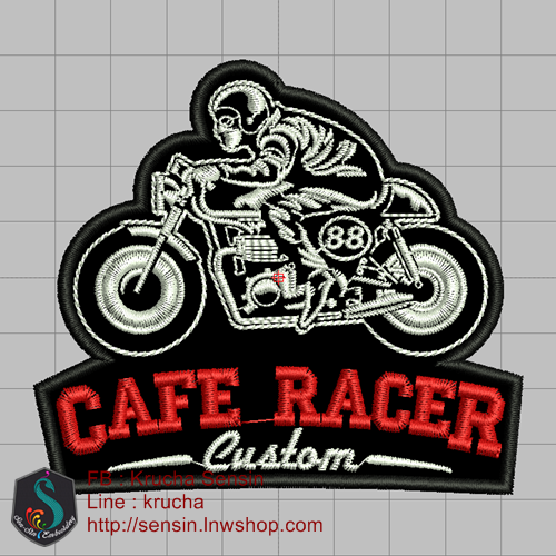 ไฟล์บล็อคปัก CAFE RACER 3 พื้นผ้าดำ