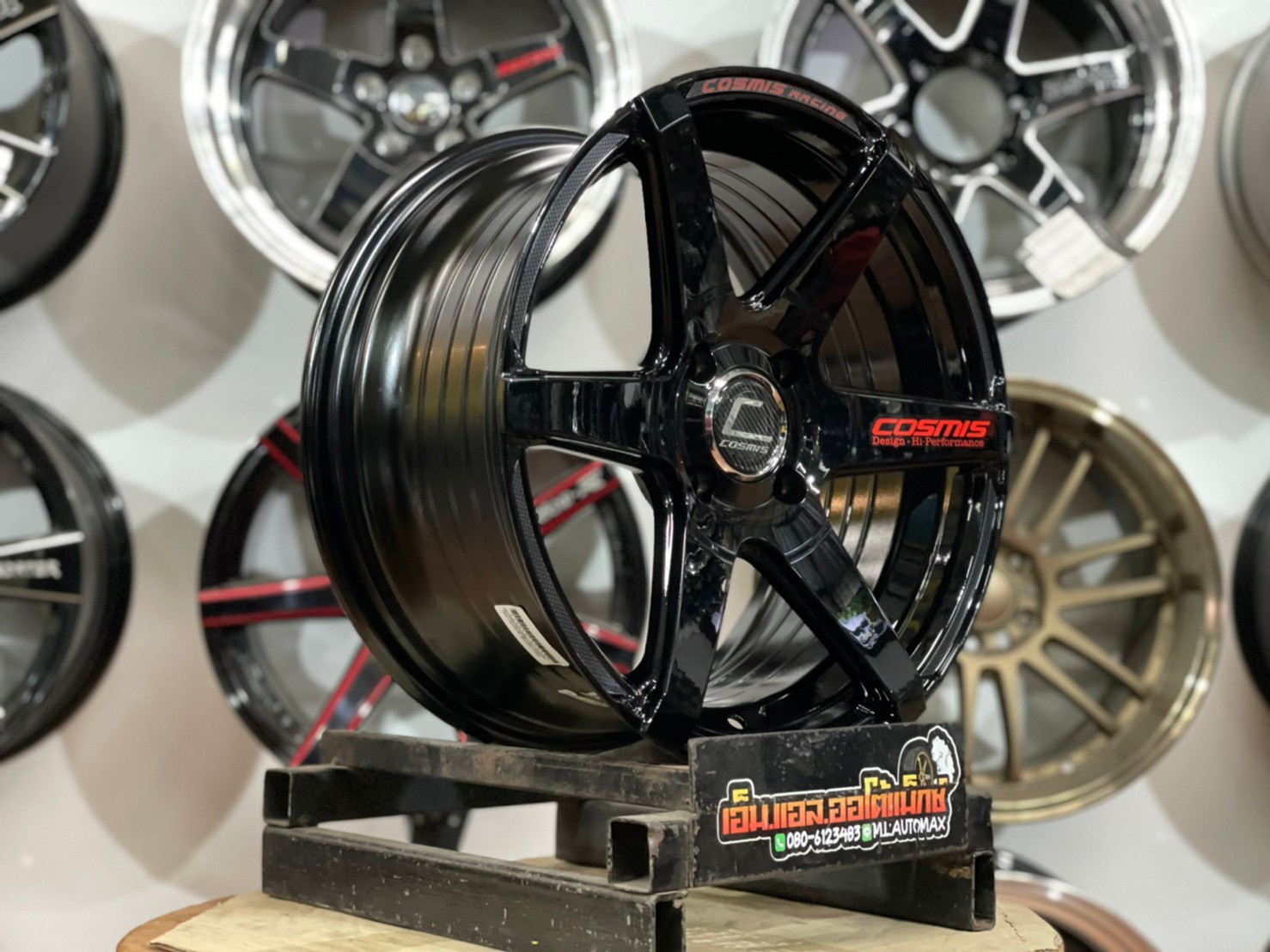 ล้อแม็กซ์ Cosmis รุ่นInterline S1 ล้อขอบ15 กว้าง7 ออฟ30 4รู100 สีดำเงา(BLK)