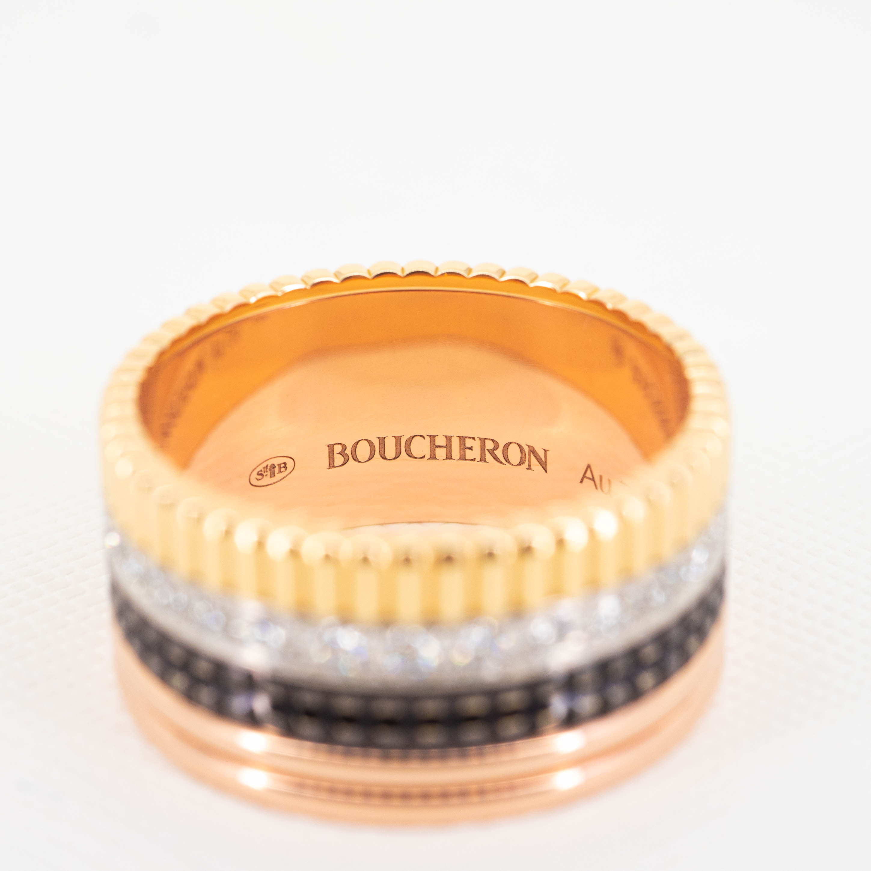 **Sold** แหวน Boucheron Quatre Classique Large Ring 3Colors+Brown PVD ไซส์ 62# (Used) +Ring Pouch และ Copy Receipt