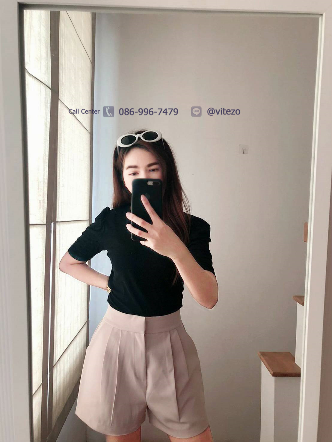 กางเกงขาสั้นผู้หญิง เอวสูง ทรงบอลลูน ผ้า หนา นุ่ม ใส่สบาย ไม่ร้อน