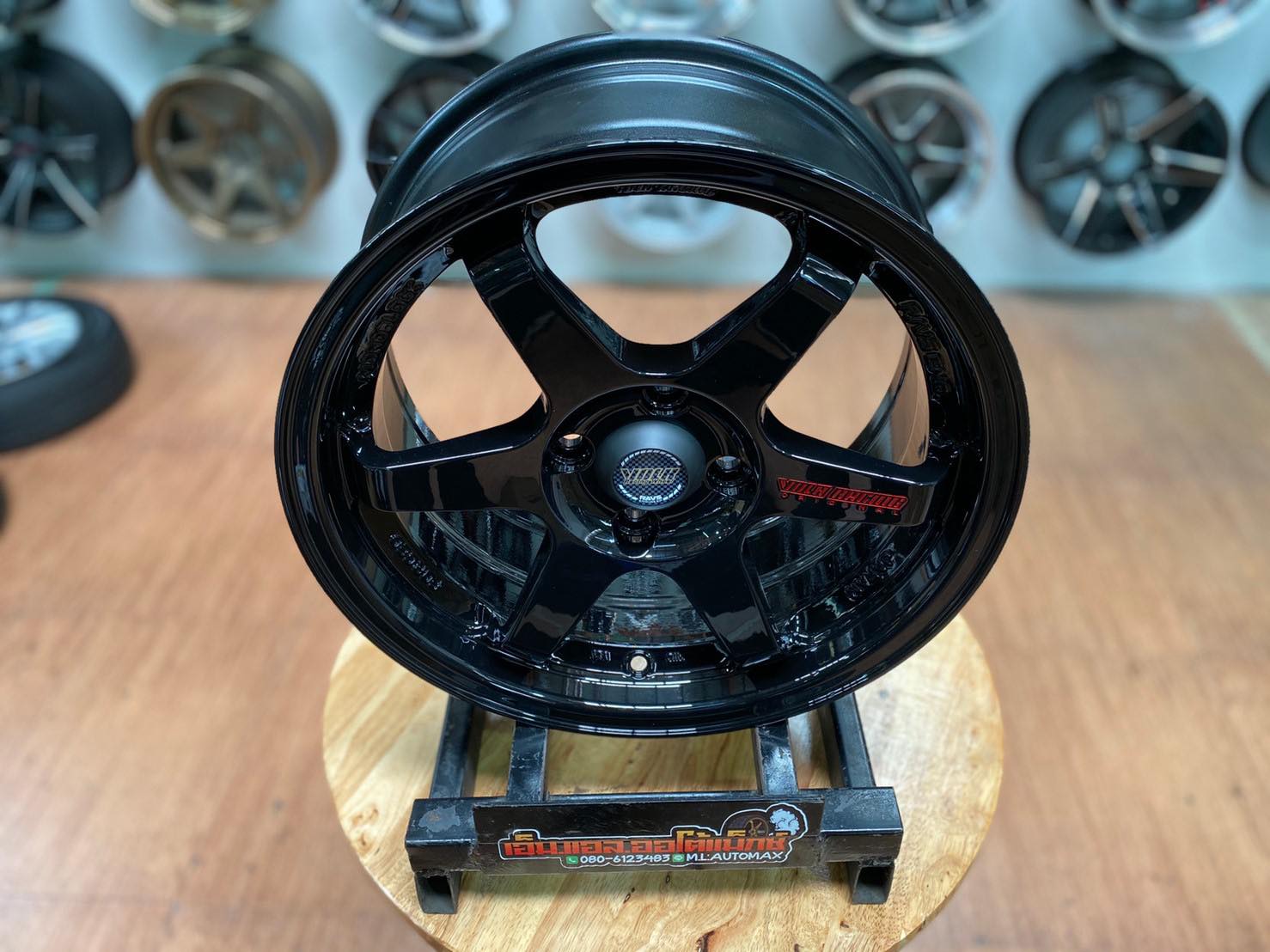 ล้อแม็กซ์ใหม่ขอบ15 ล้อไทย #Te37หยอดแดง สีดำ ขอบ 15” กว้าง7 4รู100 ออฟ35