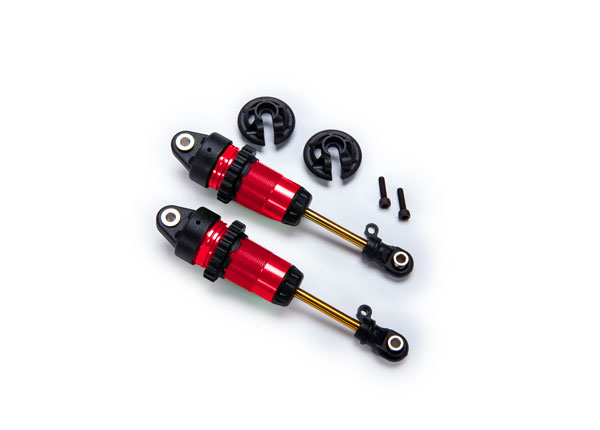 7461-RED Shocks, GTR long red-anodized, PTFE-coated bodies with TiN shafts (fully assembled, without springs) (2)