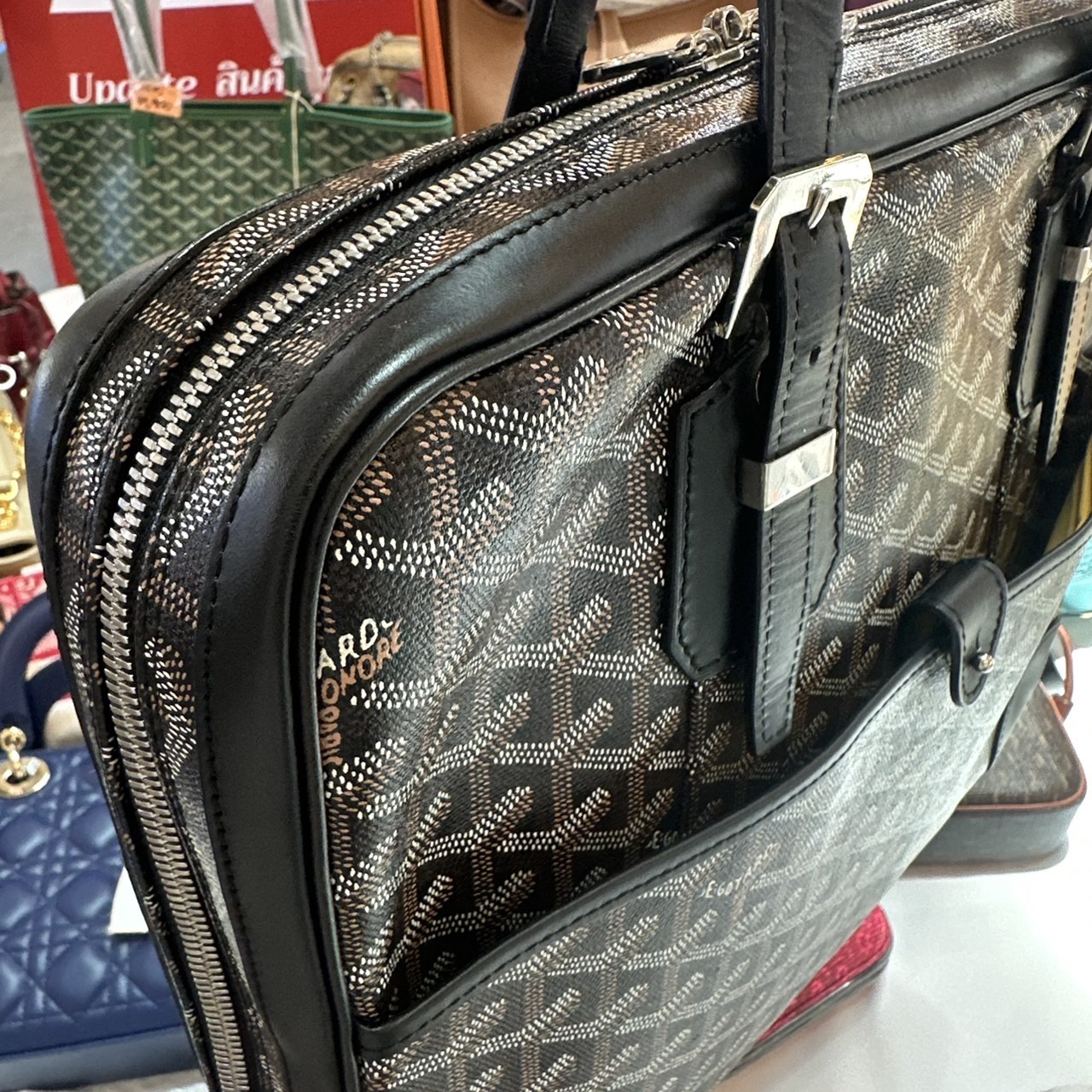 กระเป๋าใส่เอกสาร Goyard Black Goyardine Canvas and Leather Ambassade PM Briefcase มือสอง