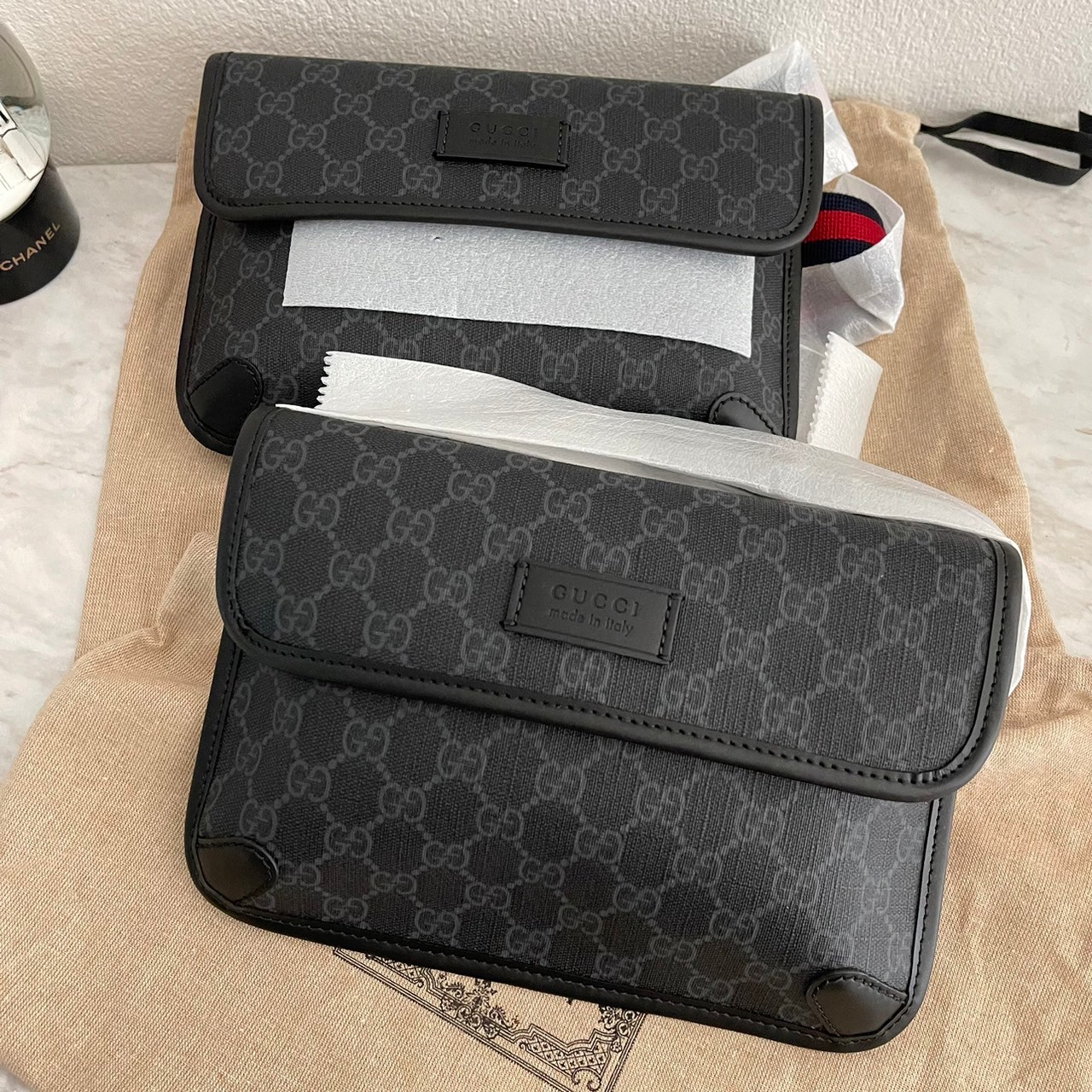 กระเป๋าแบรนด์เนมแท้Gucci GG Supreme Belt Bag สีดำ