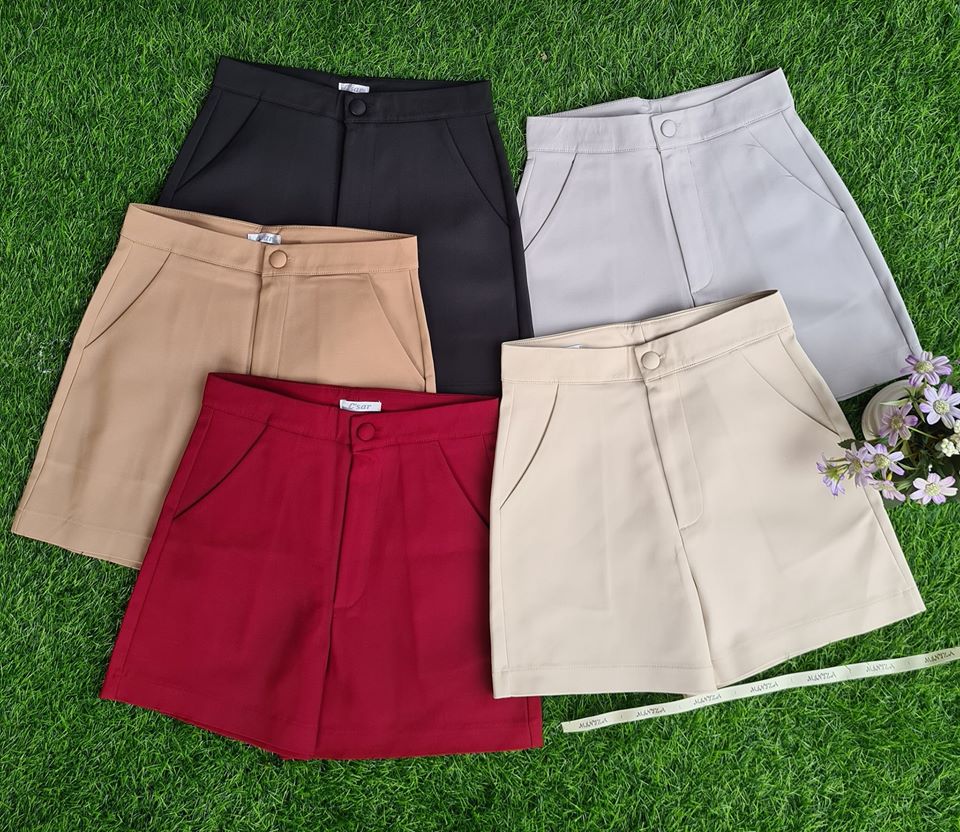 กางเกงขาสั้นเอวสูง ซิปหน้า กระดุมหน้า ผ้าดับเบิ้ล สวยมาก เก็บพุงอย่างเนียน สาว ๆ ใส่แล้วทรงสวย น่ารัก