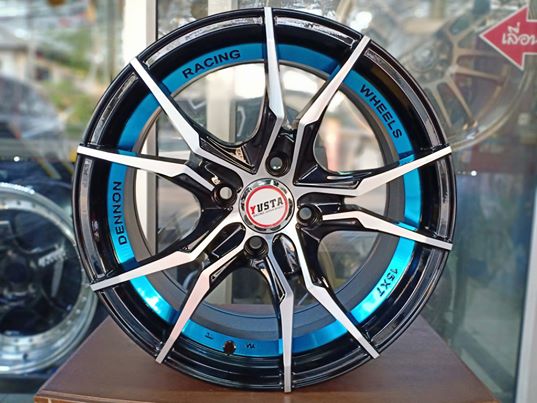 ล้อแม็กใหม่ขอบ15 Yusta Racing ขนาด4รู100 อันเดอร์คัตฟ้า