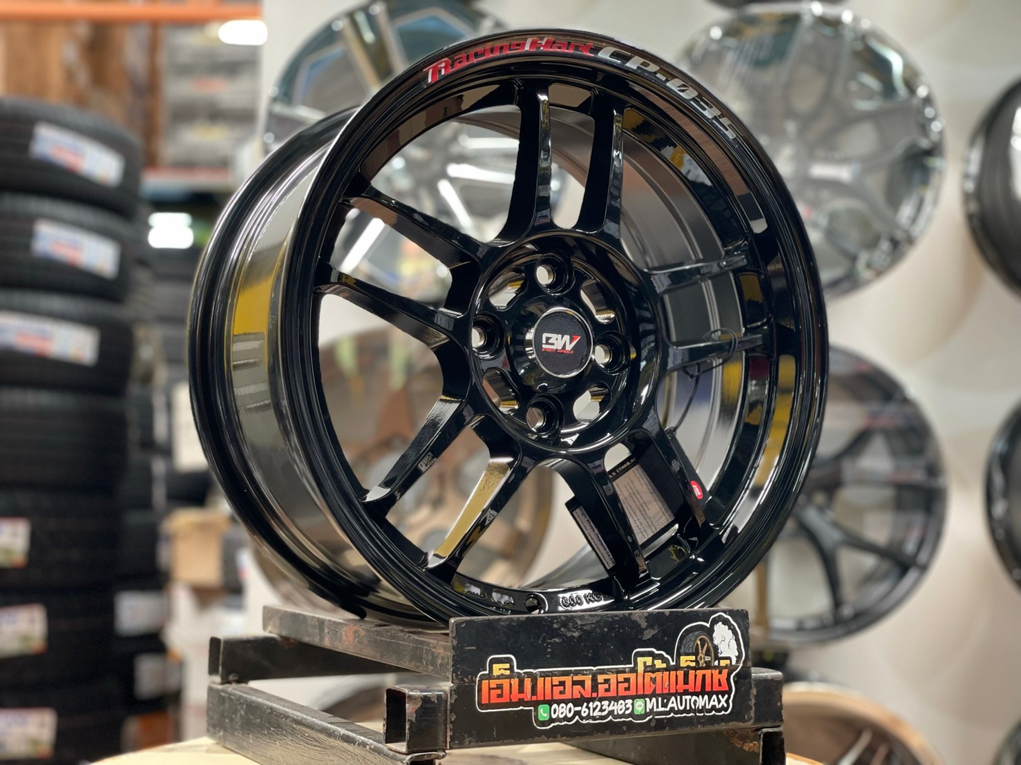 ล้อแม็กซ์ขอบ15 ลายRacing Hart CP035 Brightwheels BW51 ขอบ15 กว้าง7 ออฟ35 4รู100 สีดำเงา(F/B)