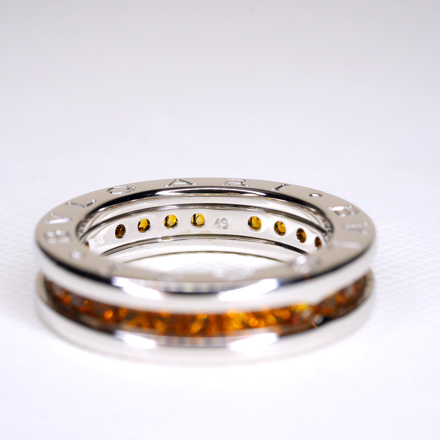 **Sold** แหวน Bvlgari B.zero1 1band with Orange Garnet ทองคำขาว 18K ไซส์49# (Used) (Wg)