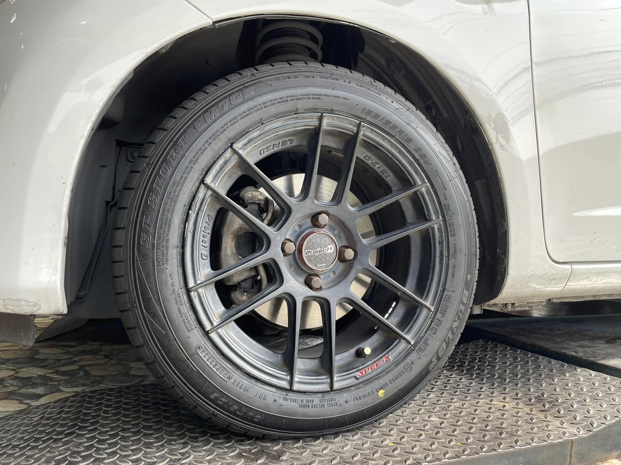 🛞❤️ #HONDA_JAZZ 🚘เปลี่ยนยาง 🛞🐘#DUNLOP_LM705_195/55R15 ❤️ 🛞 #บริการตั้งศูนย์ล้อ🛠