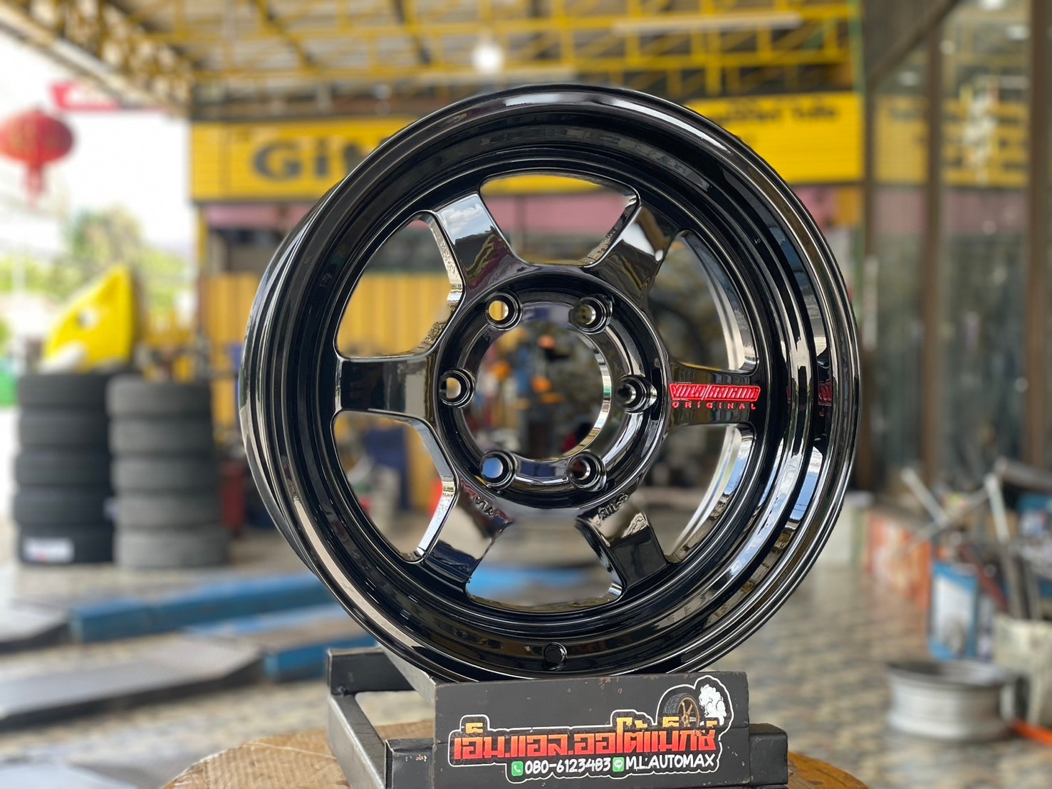 #ล้อแม็กซ์ใหม่ขอบ16 #TE37ขอบ16นิ้ว 16x8 ET0 6x139.7 สีดำเงาตัวหนังสือเลเซอร์สีแดง