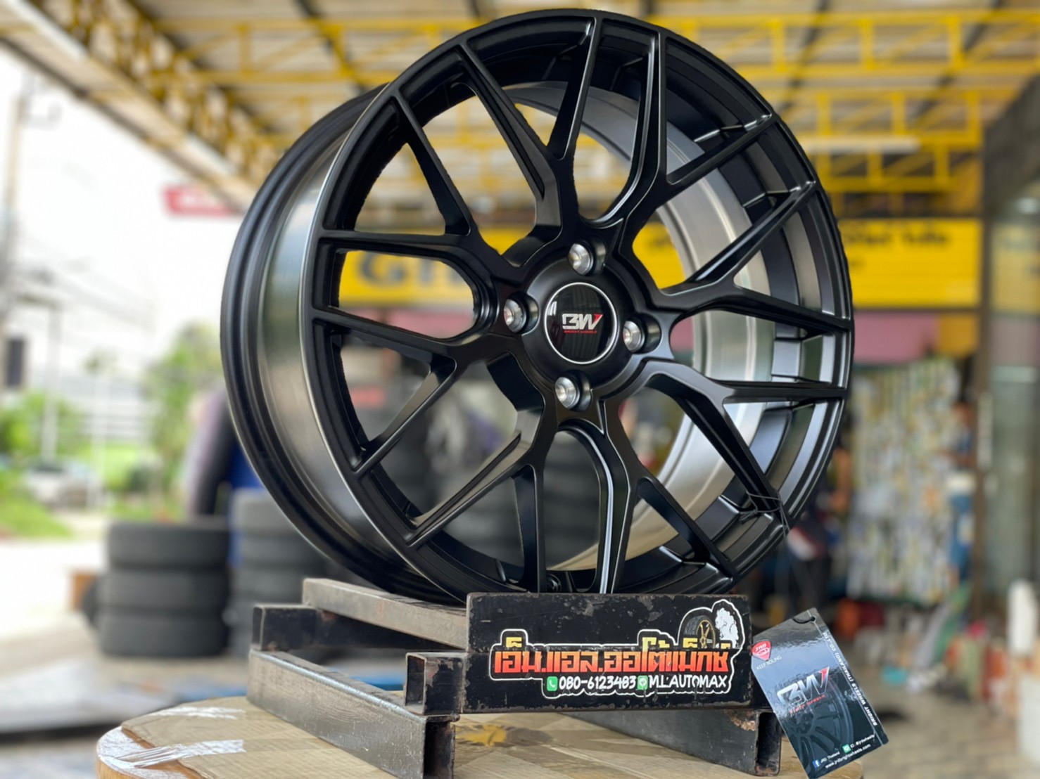 ล้อแม็กซ์ใหม่ขอบ16 BrightWheel กว้าง7 4รู100 ออฟ35 สีดำ ลายเขากวาง