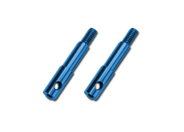 5537X Wheel spindles, front, 7075-T6 aluminum, blue-anodized (left & right)