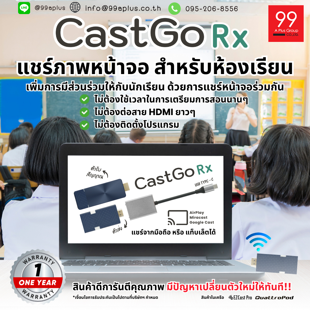 Cast Go rx อุปกรณ์แชร์ภาพหน้าจอแบบไร้สาย