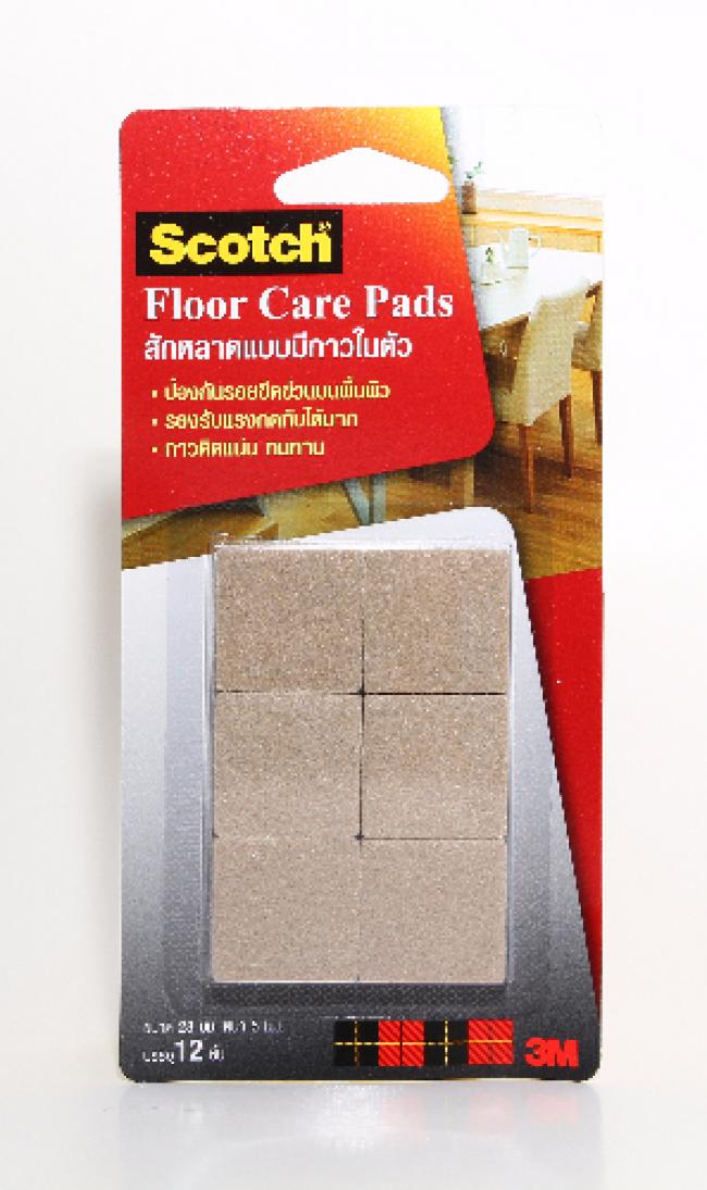 Scotch® Floor Care Square Beige 28MM (12 PCS/CARD) สก๊อตซ์® สักหลาดรองขาโต๊ะ แบบมีกาวในตัว ขนาด 28 มม. สีเบจ (สี่เหลี่ยม)