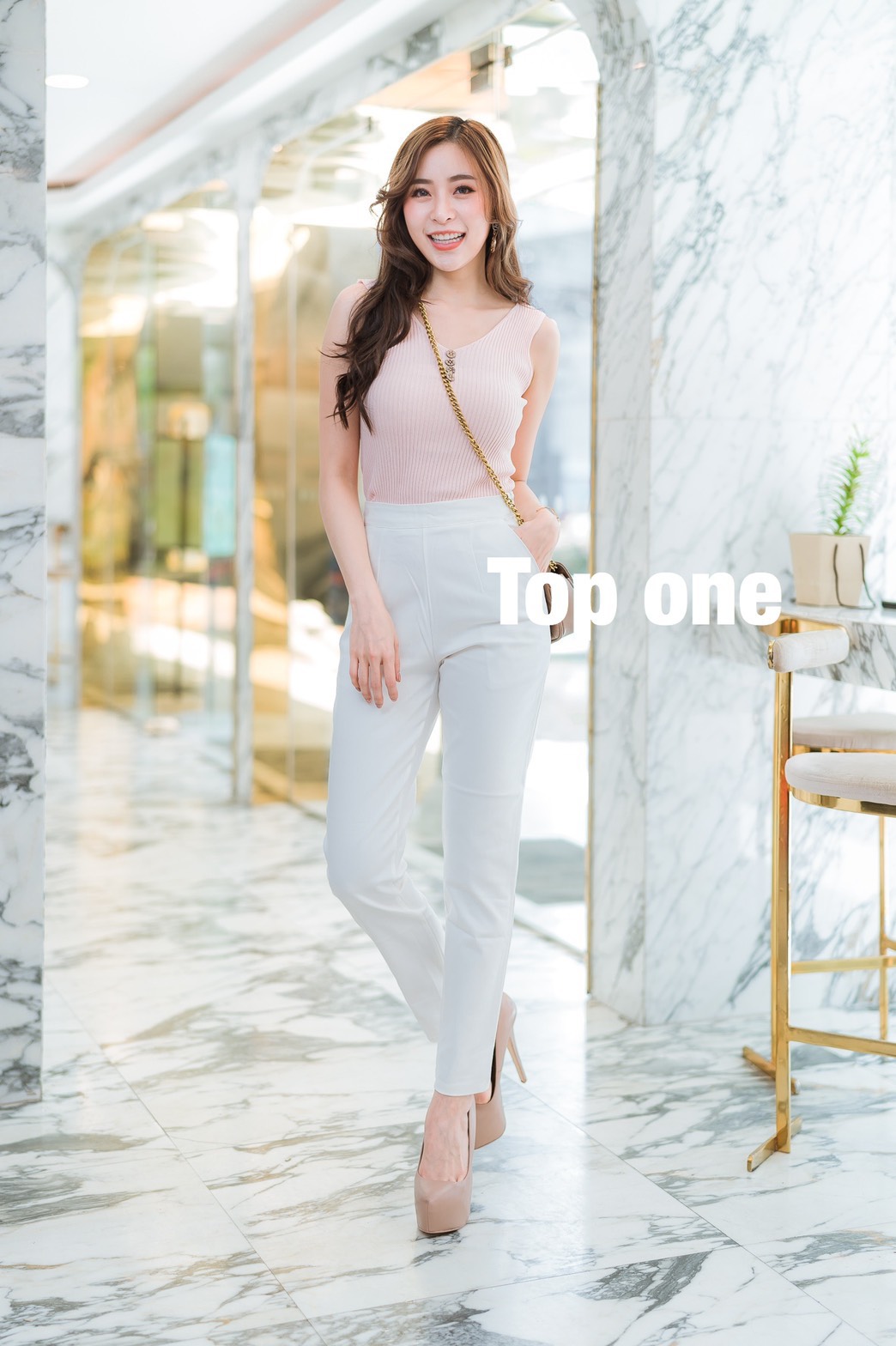 กางเกงขายาวผู้หญิงเอวสูง 9 ส่วน ซิปข้าง ผ้าดับโรเชฟ ยืด หนา นิ่ม น่ารัก ไม่ต้องรีด