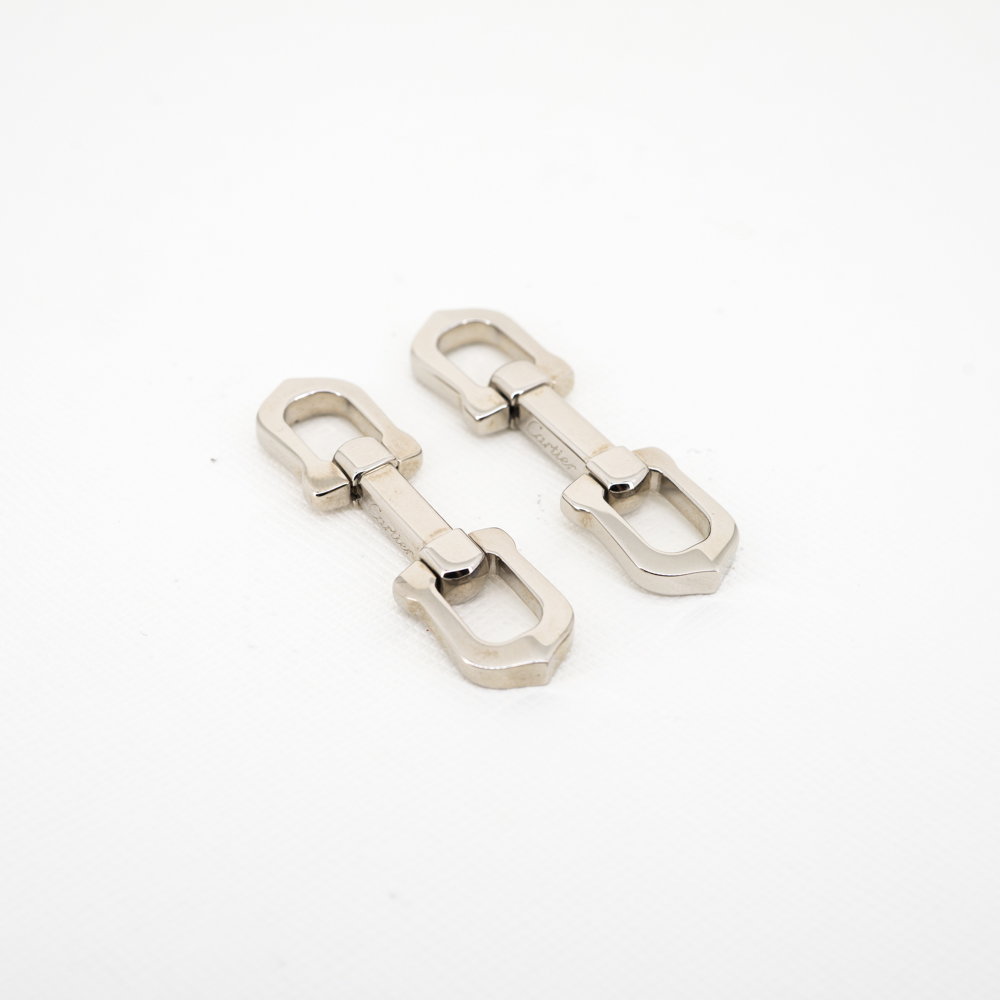กระดุมข้อมือ Cartier Elongated C Shape Decor Cufflinks (used) +กล่องและการ์ดไทย2022