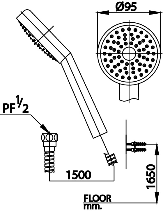 COTTO ฝักบัวอาบน้ำ พร้อมสาย 5 ฟังก์ชั่น รุ่น Z84(HM)