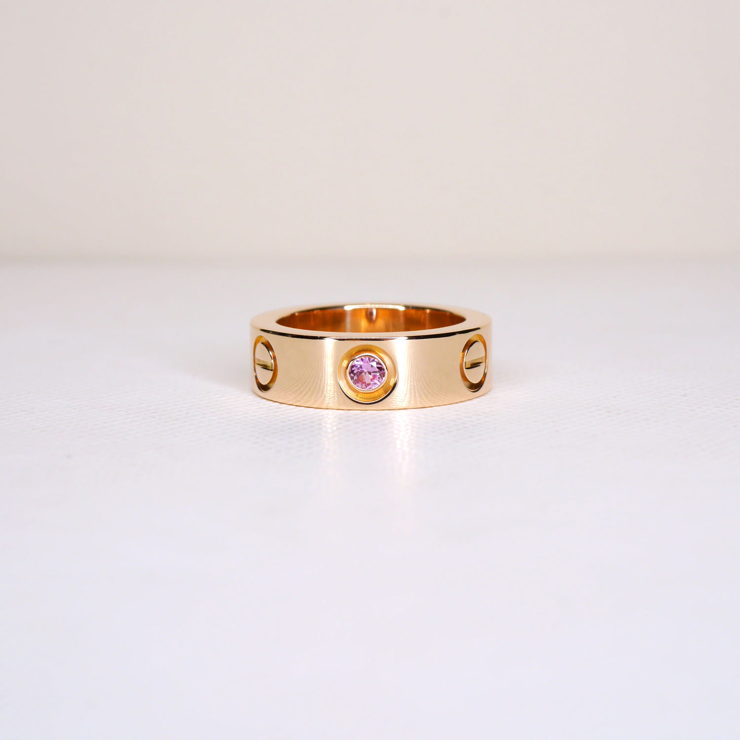 แหวน Cartier Love Pink Sapphire ทองชมพู 18K +การ์ด ไซส์45# (Used)